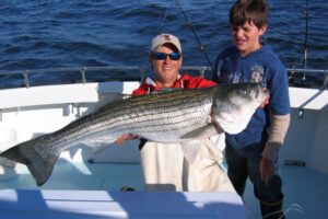 big rockfish striper caught on Chesapeake Bay fishing charter
