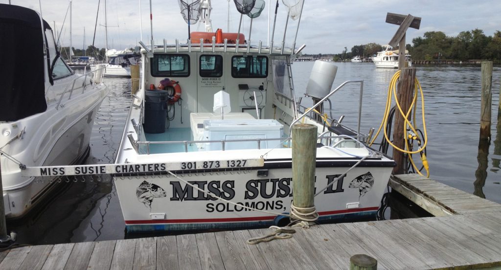 fishing charter at the dock on the Chesapeake Bay